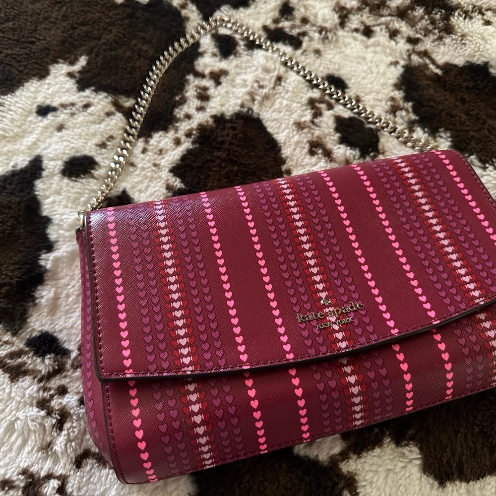Kate Spade New York Laurel Way Cranberry Hearts Greer Crossbody Purse